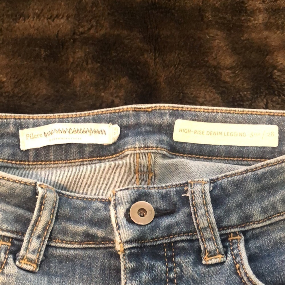 Pilcro by Anthropologie high rise denim legging blue jeans w front & back pocket - Picture 2 of 12